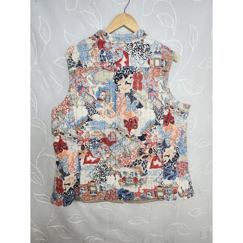 Quilt Sleeveless Womens Jacket Vest Dual Sided Lightweight Cotton XL - Picture 5 of 7